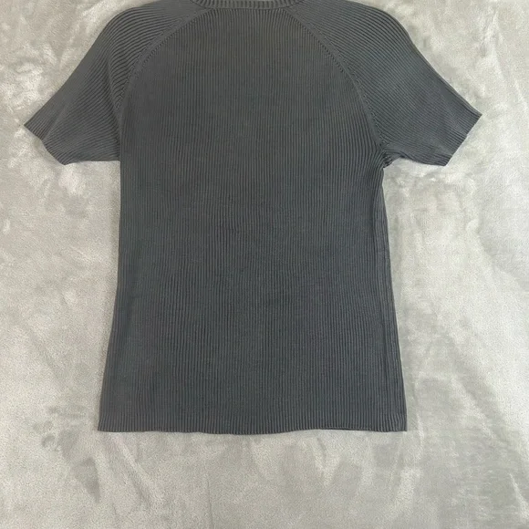 Armani Exchange Charcoal Knit ribbed sweater Top with zipper details - Picture 4 of 9